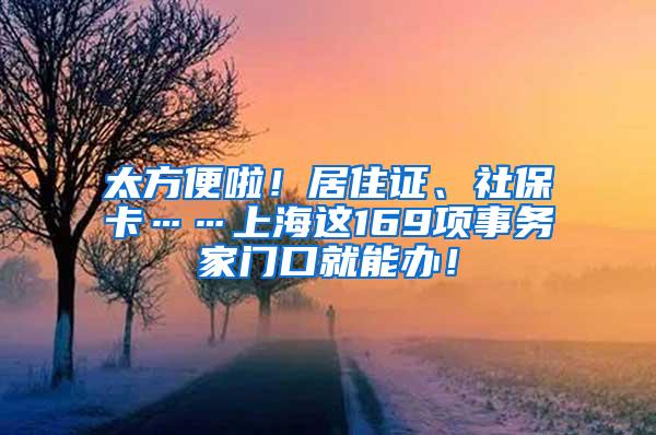 太方便啦！居住证、社保卡……上海这169项事务家门口就能办！