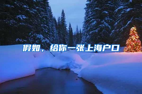 假如，给你一张上海户口