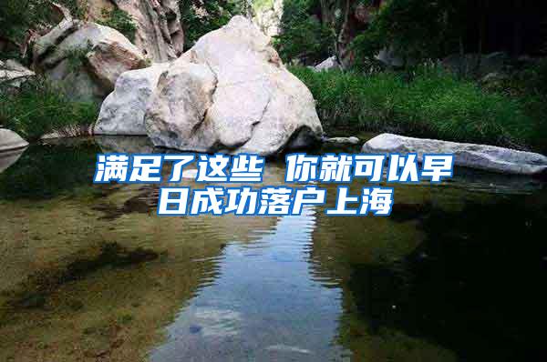 满足了这些 你就可以早日成功落户上海
