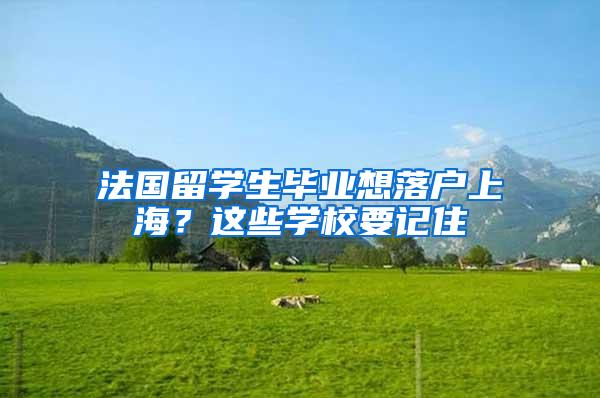 法国留学生毕业想落户上海？这些学校要记住