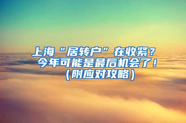 上海“居转户”在收紧？ 今年可能是最后机会了！（附应对攻略）