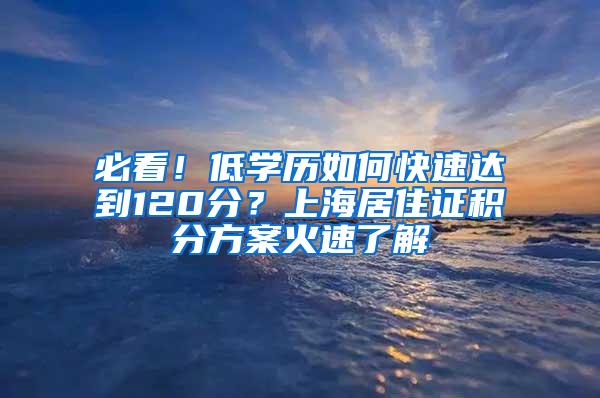 必看！低学历如何快速达到120分？上海居住证积分方案火速了解