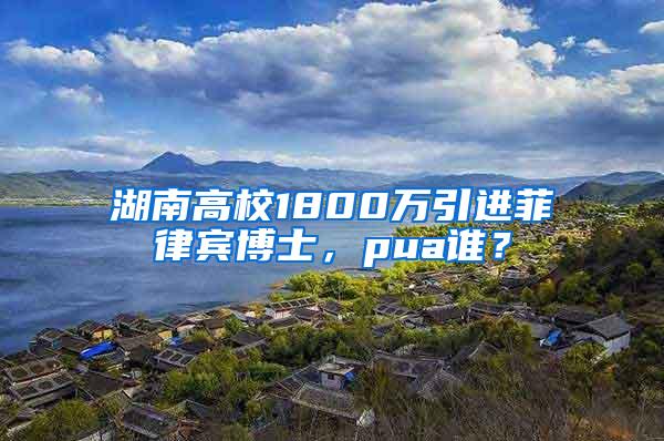湖南高校1800万引进菲律宾博士，pua谁？