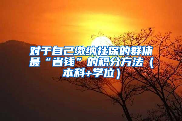 对于自己缴纳社保的群体最“省钱”的积分方法（本科+学位）