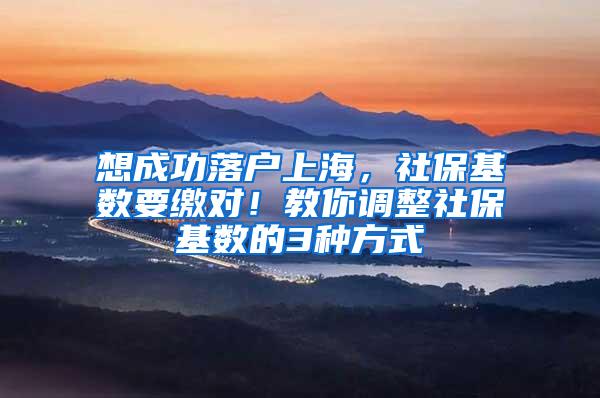 想成功落户上海，社保基数要缴对！教你调整社保基数的3种方式