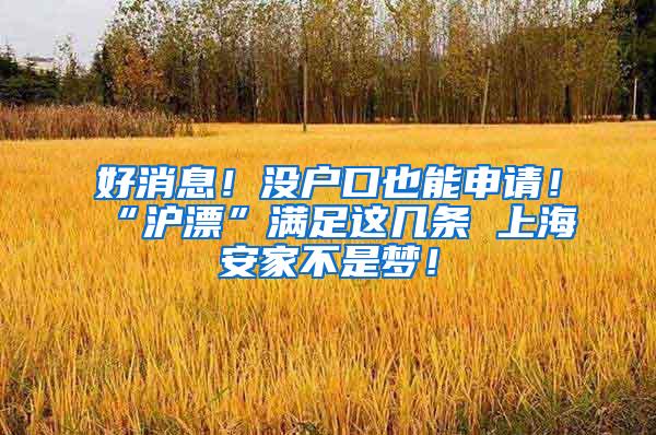 好消息！没户口也能申请！“沪漂”满足这几条 上海安家不是梦！