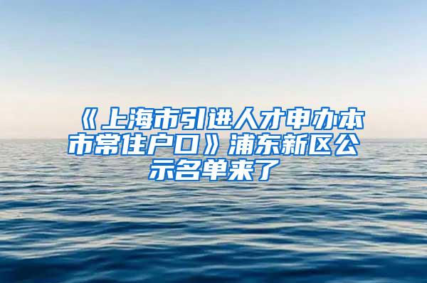 《上海市引进人才申办本市常住户口》浦东新区公示名单来了