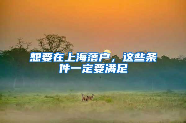 想要在上海落户，这些条件一定要满足