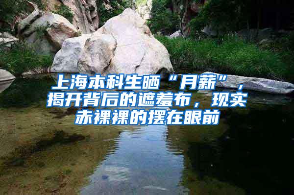 上海本科生晒“月薪”，揭开背后的遮羞布，现实赤裸裸的摆在眼前