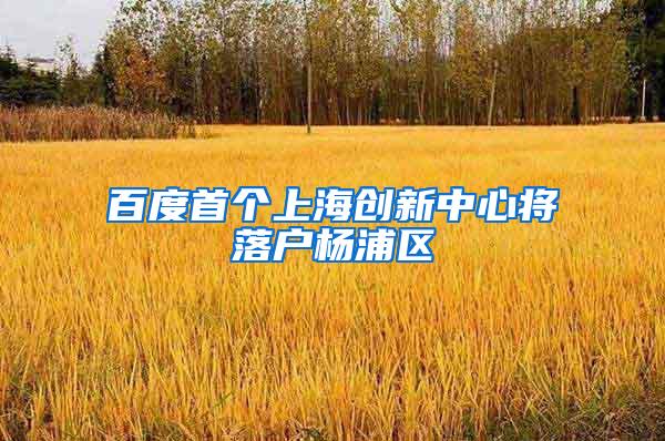 百度首个上海创新中心将落户杨浦区