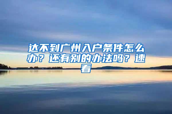 达不到广州入户条件怎么办？还有别的办法吗？速看