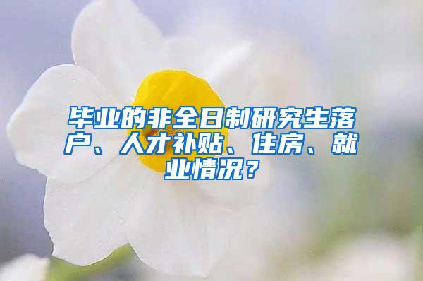 毕业的非全日制研究生落户、人才补贴、住房、就业情况？