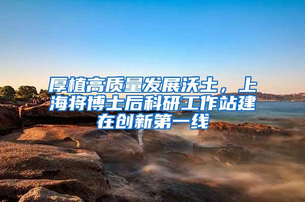 厚植高质量发展沃土，上海将博士后科研工作站建在创新第一线