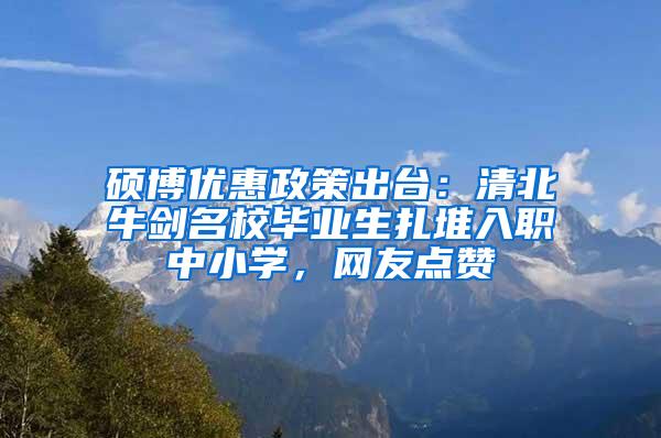 硕博优惠政策出台：清北牛剑名校毕业生扎堆入职中小学，网友点赞