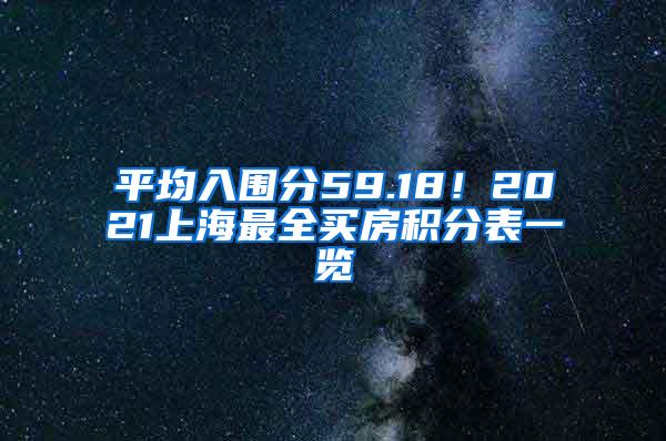 平均入围分59.18！2021上海最全买房积分表一览