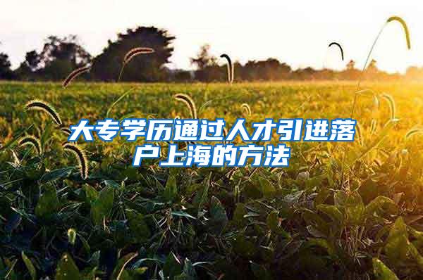 大专学历通过人才引进落户上海的方法