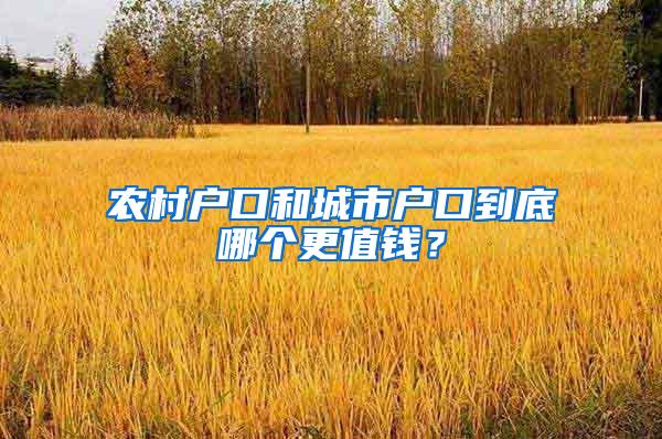 农村户口和城市户口到底哪个更值钱？