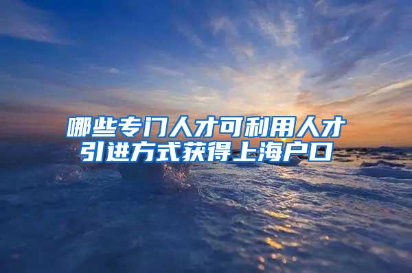 哪些专门人才可利用人才引进方式获得上海户口
